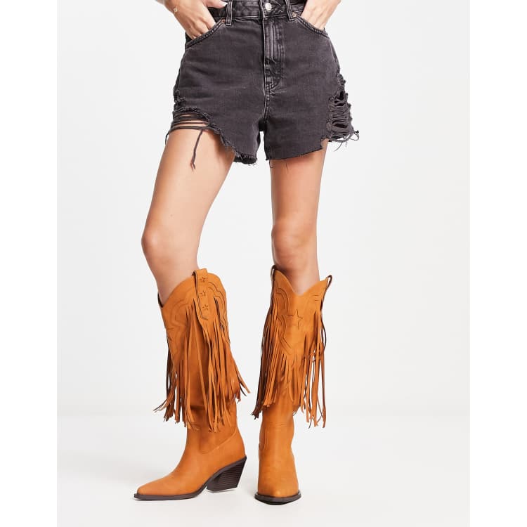 Over the knee cowboy boots store with fringe