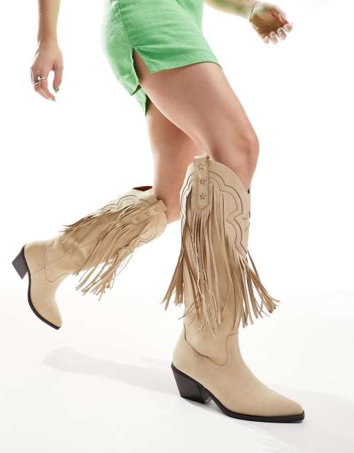 Fringe hot sale knee boots