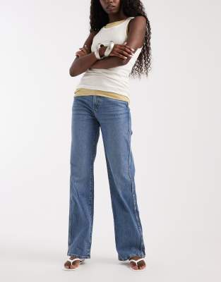 Asos Design Comfort Stretch Straight Leg Jean In Blue