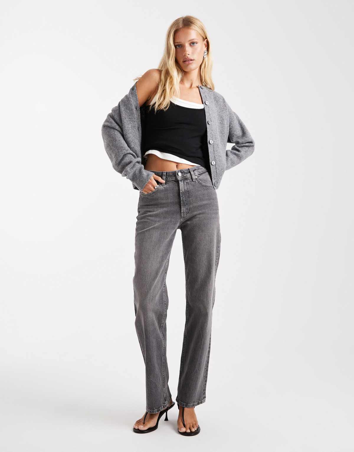 ASOS DESIGN comfort stretch straight leg jean in grey