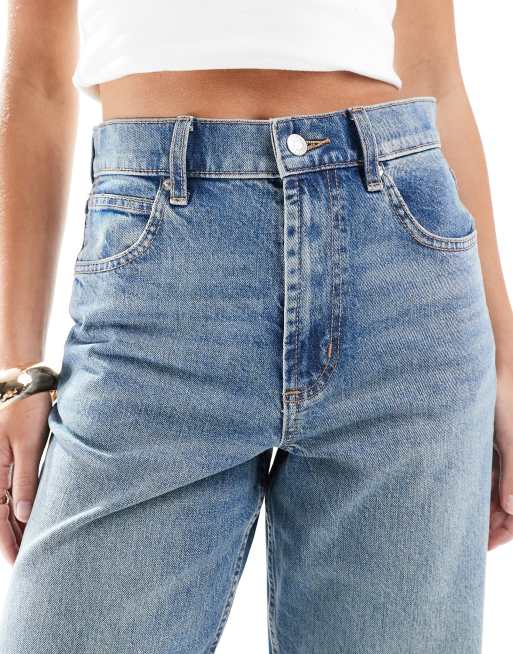 ASOS DESIGN comfort stretch straight leg jean in mid blue, 5 of 5