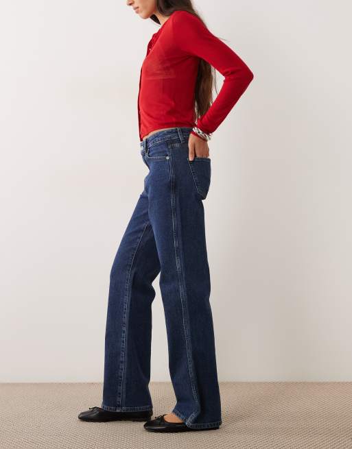 ASOS DESIGN comfort stretch straight leg jean in mid blue, 3 of 5