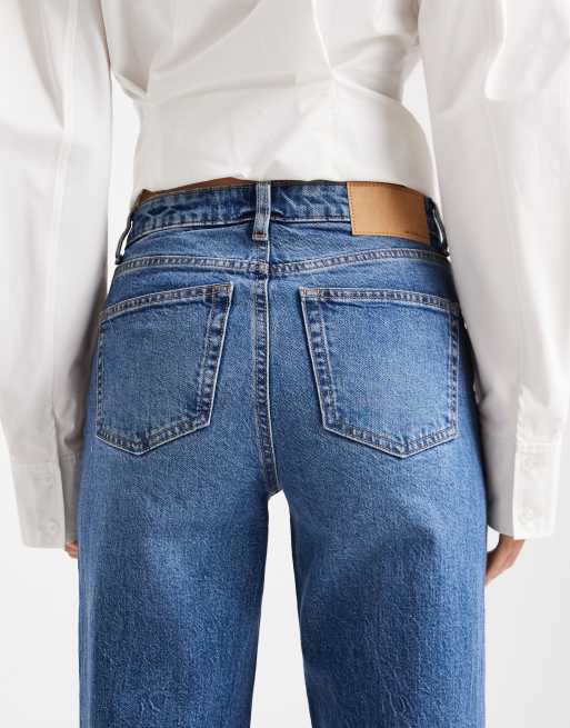 ASOS DESIGN comfort stretch straight leg jeans in authentic mid blue, 4 of 5