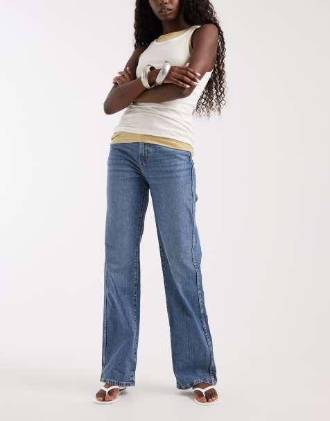 ASOS DESIGN comfort stretch straight leg jeans in authentic mid blue - view 1