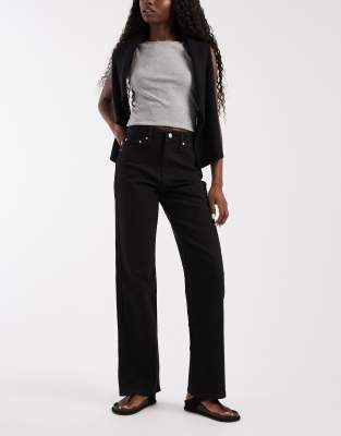Asos Design Comfort Stretch Straight Leg Jeans In Black