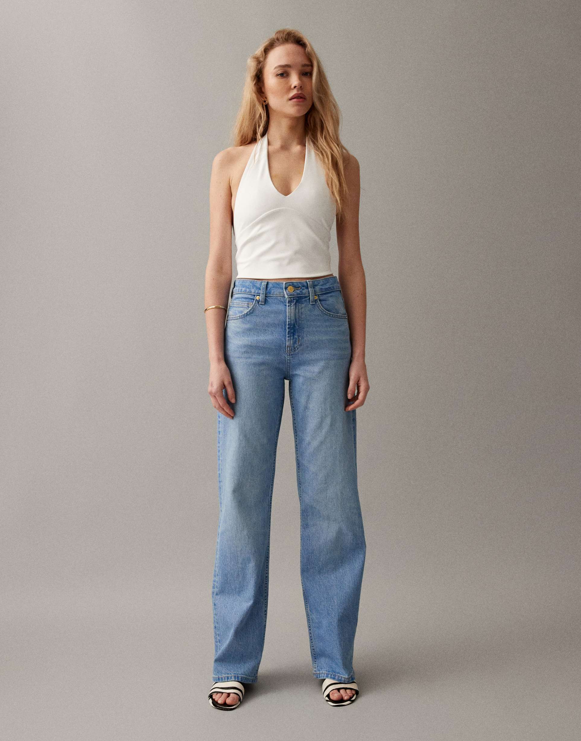 asos design comfort stretch straight leg jeans in bright blue