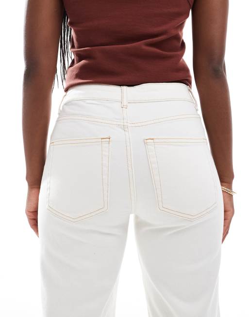 ASOS DESIGN Comfort stretch straight leg jeans in ecru , 4 of 5