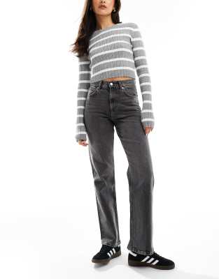 comfort stretch straight leg jeans in gray