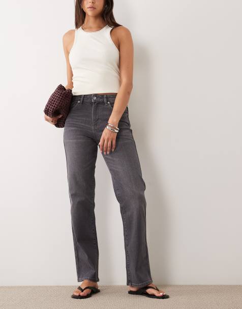 ASOS DESIGN comfort stretch straight leg jeans in gray - view 1