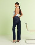 [ASOS DESIGN] ASOS DESIGN comfort stretch straight leg jeans in rinse-Navy W26 L34 Rinse