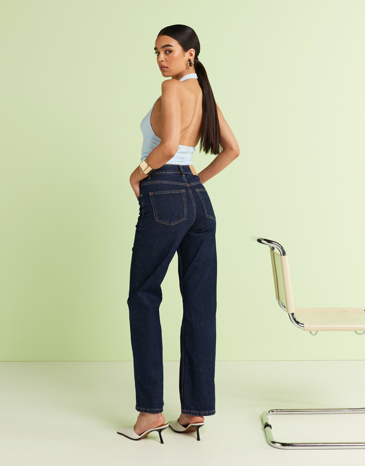 ASOS DESIGN comfort stretch straight leg jeans in rinse
