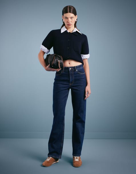 ASOS DESIGN comfort stretch straight leg jeans in rinse - view 1