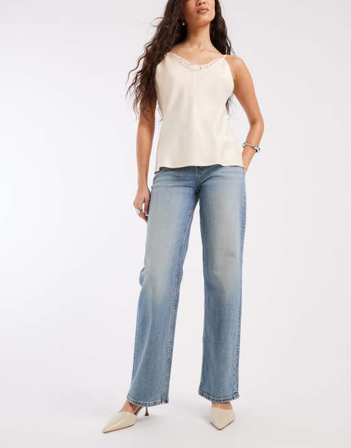 ASOS DESIGN comfort stretch straight leg jeans in vintage wash