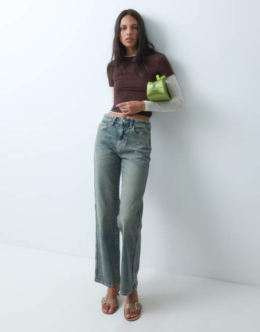 ASOS DESIGN comfort stretch straight leg jeans in vintage wash, 1 of 5