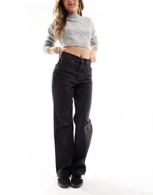 comfort stretch straight leg jeans in washed black