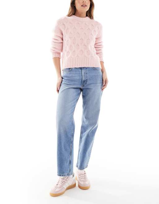 ASOS DESIGN - Comfortabele cropped stretchjeans met rechte pijpen in middenblauw
