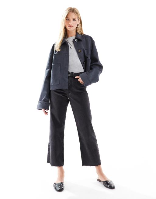 ASOS DESIGN - Comfortabele stretchjeans met cropped rechte pijpen in zwart