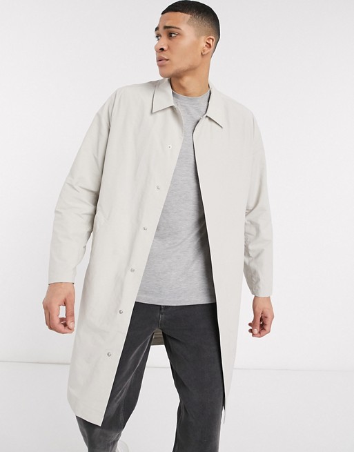 ASOS DESIGN commuter coat with contrast binding in stone