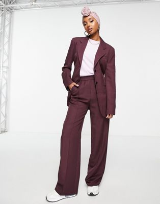Asos Design Commuter Suit Blazer In Burgundy-red