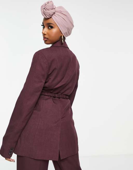 ASOS DESIGN commuter suit blazer in burgundy, 3 of 4