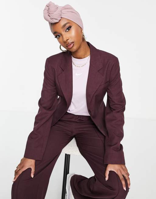 Commuter Formal Suit Women's 3 Piece Workwear Burgundy Blazer