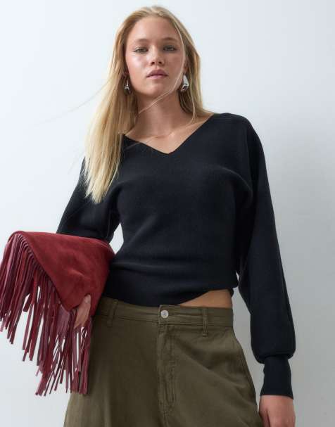 ASOS DESIGN compact batwing sweater in black - view 1