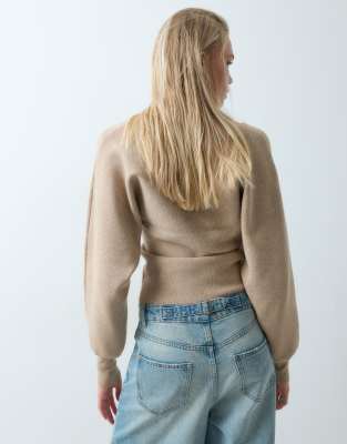 Asos Design Compact Batwing Sweater In Neutral