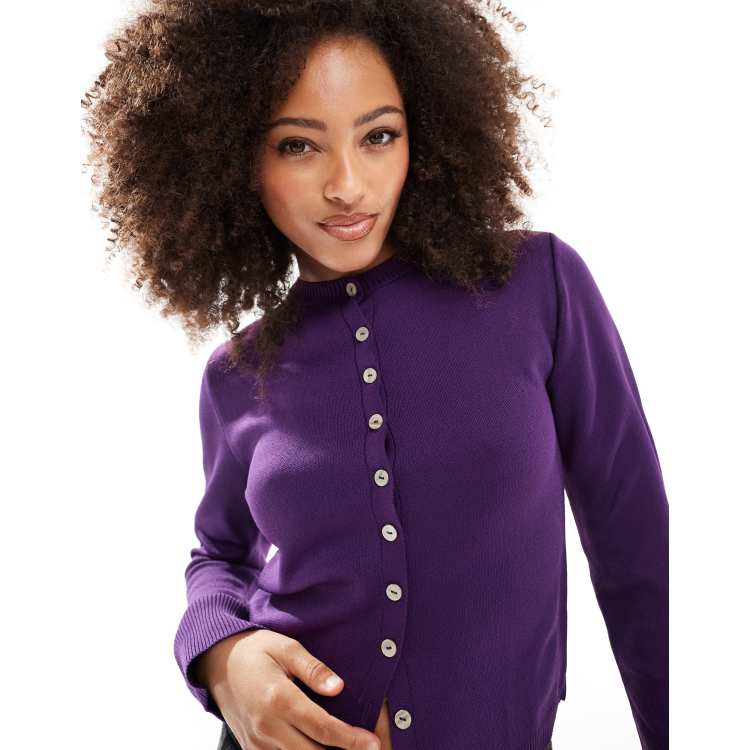 ASOS DESIGN compact cardigan in plum ASOS