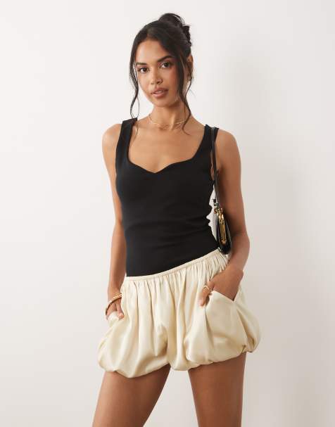 ASOS DESIGN compact cotton tank top with curved neckline in black - view 1