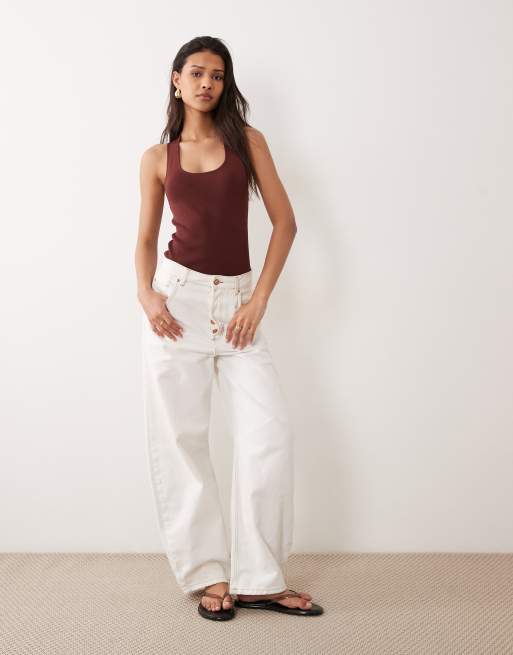 ASOS DESIGN compact cross back cami top in chocolate, 4 of 4
