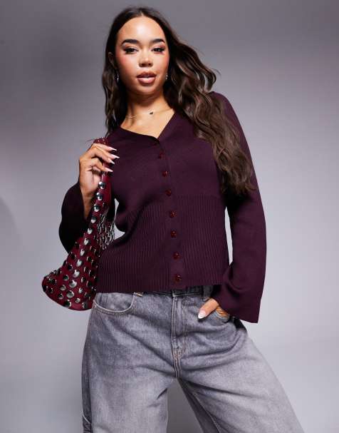 ASOS DESIGN - Compact gebreid, getailleerd vest in bordeauxrood - view 1