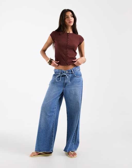 ASOS DESIGN - Compact geribbeld vest met knopen en korte mouwen in vijgkleur, 2 van 4