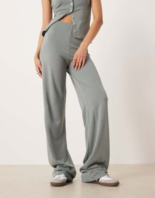 ASOS DESIGN compact heavyweight wide leg pants in grey (part of a set), 4 of 5