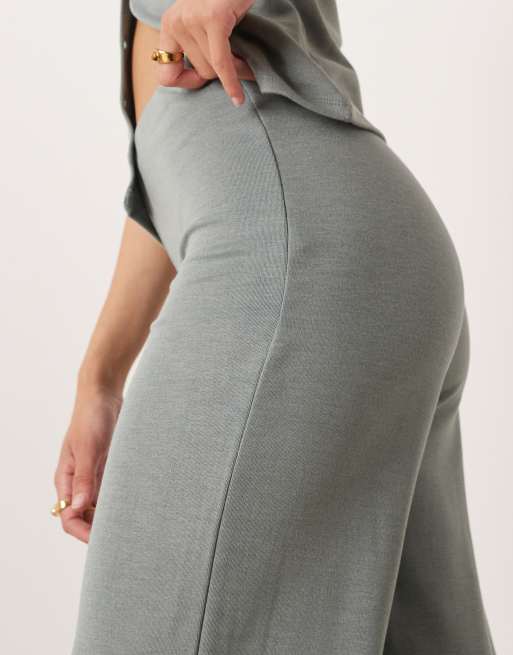 ASOS DESIGN compact heavyweight wide leg pants in grey (part of a set), 5 of 5