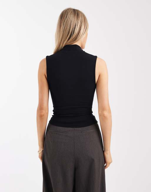 ASOS DESIGN - Compact katoenen top met diepe halslijn in zwart, 4 van 4