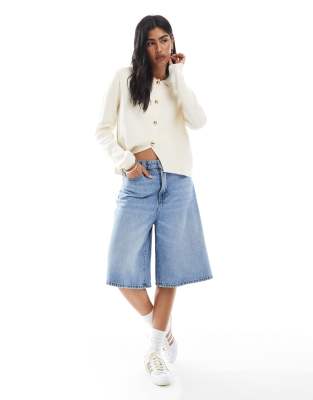 Asos Design Compact Knit Cardigan With Collar