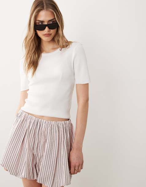 ASOS DESIGN compact knit shrunken tee in white - view 1