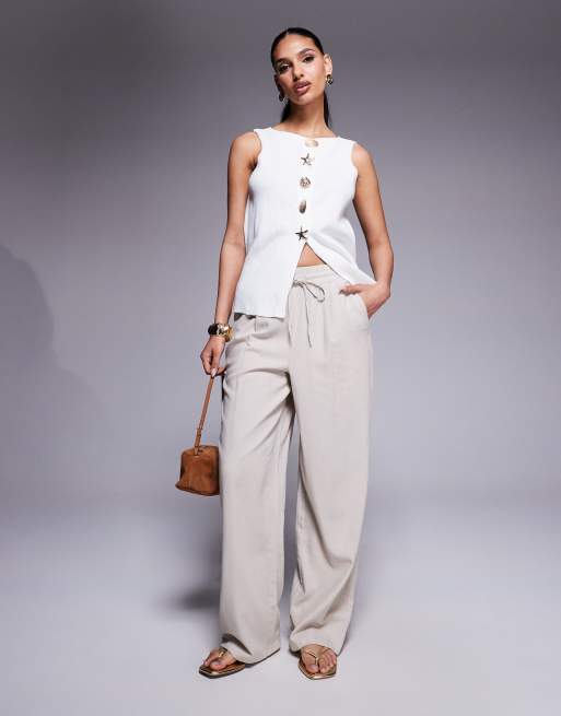 ASOS DESIGN compact knit top with novelty gold buttons in