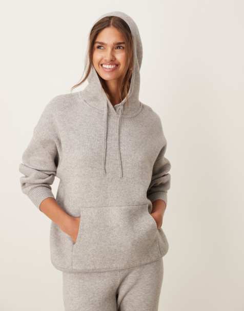 ASOS DESIGN compact knitted hoodie co-ord in grey - view 1