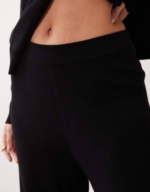 ASOS DESIGN compact knitted straight leg pants in black (part of a set), 4 of 5