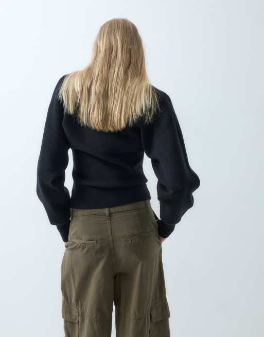 ASOS DESIGN compacte batwing trui in zwart, 4 van 5