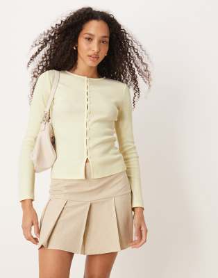ASOS DESIGN - Compacte top met mini ribbels knopen in gebroken wit - view 1