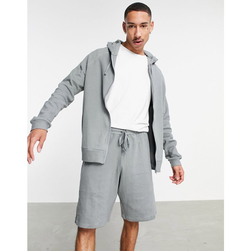 xRIqf Coordinati DESIGN - Completo pigiama da casa con felpa con cappuccio e pantaloncini in tessuto piqué