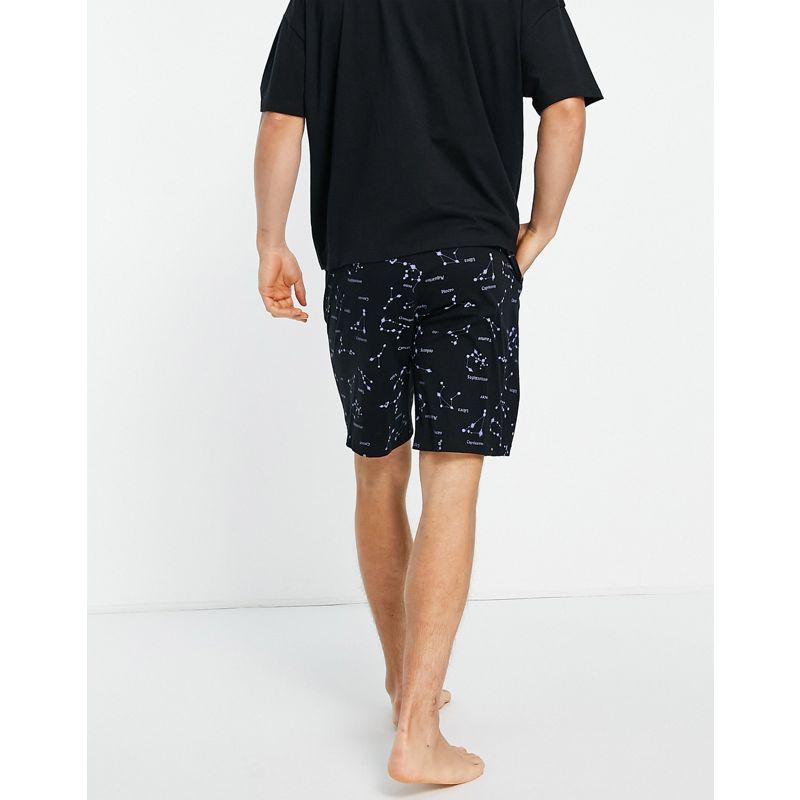 Pigiami Abbigliamento da casa DESIGN - Completo pigiama da casa nero con t-shirt e pantaloncini con stampa di costellazioni