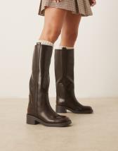 ASOS DESIGN Callahan leather riding boots in black