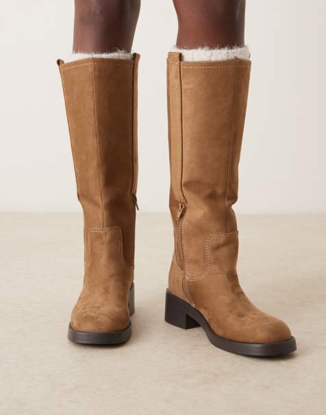 ASOS DESIGN Conan pull on chunky boots in sand suedette - view 1