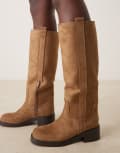 [ASOS DESIGN] ASOS DESIGN Conan pull on chunky boots in sand suedette-Brown 35 Sand