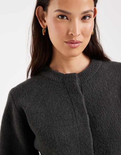 ASOS DESIGN concealed placket lounge bomber co-ord in charcoal, 3 of 4