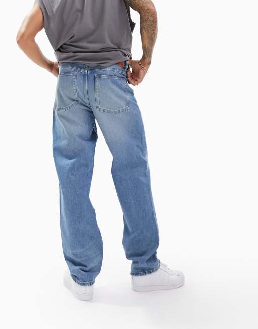 ASOS DESIGN – Cone Mill – Blå baggy jeans i "American Classic"-stil med mellantvätt, 2 av 4
