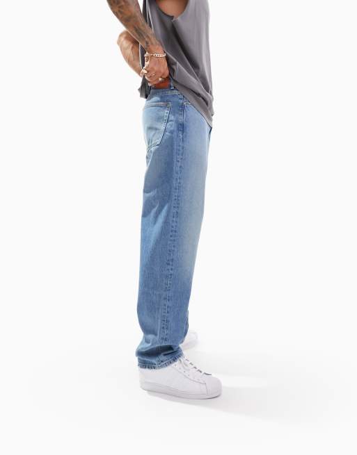 ASOS DESIGN – Cone Mill – Blå baggy jeans i "American Classic"-stil med mellantvätt, 3 av 4